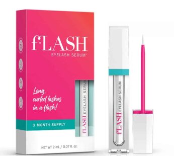 fLASH Eyelash Serum, Serum for Long, Curled Lashes – Enhances and Strengthens Your Natural Lashes – Safe and Effective Formula, 3-Month Supply