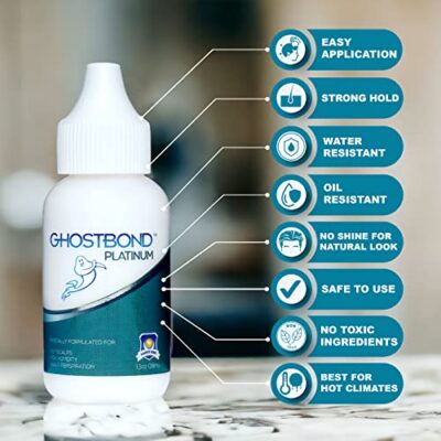 GHOSTBOND Platinum Water Resistant Wig Glue for Extreme Heat - 1.3oz - Hair Replacement Adhesive for Poly and Lace Wigs. Invisible Bonding Hair Glue - Strong Hold Lace Front Glue - Image 2
