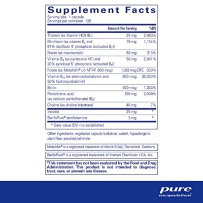 Pure Encapsulations PureGenomics B-Complex - Broad Spectrum B Vitamin Support for Genetic Expression, Cellular Function, Hormone Production & Energy Metabolism* - with Vitamin B12 & B6-120 Capsules - Image 2