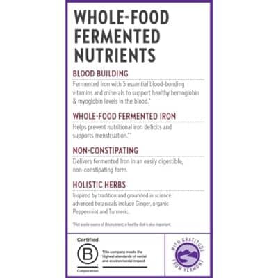 New Chapter Iron Supplement, Whole-Food Fermented Iron Complex Made with Organic Vegetables & Herbs + One Daily Non-Constipating Dose- 60ct, 2 Month Supply - Image 9
