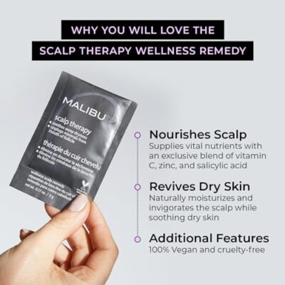 Malibu C Scalp Therapy Wellness Remedy - Scalp Care Remedy Packet to Soothe & Moisturize Dry Scalp - Restores Manageability with Vitamin C and Zinc Gluconate (1 Packet) - Image 4