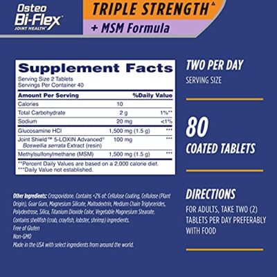 Osteo Bi-Flex Triple Strength(5) with MSM, Glucosamine Joint Health Supplement, Coated Tablets, 80 Count - Image 2