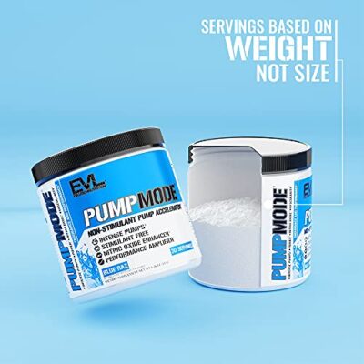 EVL PumpMode Nitric Oxide Supplement - Nitric Oxide Booster Pump Pre Workout Powder with Glycerol and Betaine for Muscle Recovery Growth and Endurance - Stim Free Pre Workout Drink (Blue Raz) - Image 5