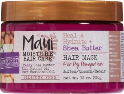 Maui Moisture Heal & Hydrate + Shea Butter Hair Mask & Leave-In Conditioner Treatment to Deeply Nourish Curls & Help Repair Split Ends, Vegan, Silicone, Paraben & Sulfate-Free, 12 Ounce - Image 2