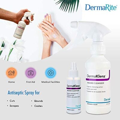 DermaRite's DermaKlenz Wound Cleanser - Rinse-Free Gentle and Mild Cleansing, Helps Clear Wound Debris - Spray Bottle, 8 oz., 1 Count - Image 4