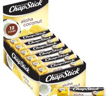 Chapstick Limited Edition Tropical Paradise Collection Aloha Coconut Flavored Skin Protectant Lip Balm Tube – Great for Moisturizing & Hydrating Chapped, Cracked, Dry Lips – 0.15oz Each, 12 Sticks