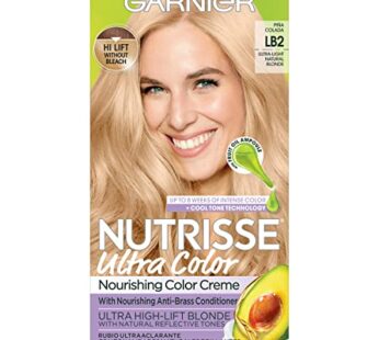 Garnier Hair Color Nutrisse Ultra Color Nourishing Creme, LB2 Ultra Light Natural Blonde (Pina Colada) Permanent Hair Dye, 1 Count (Packaging May Vary)