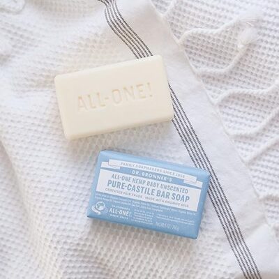 Dr. Bronner's - Pure-Castile Bar Soap (Baby Unscented, 5 ounce, 3-pack) - Made with Organic Oils, For Face, Body, Hair, Gentle for Sensitive Skin, Babies, No Added Fragrance, Biodegradable, Vegan - Image 2