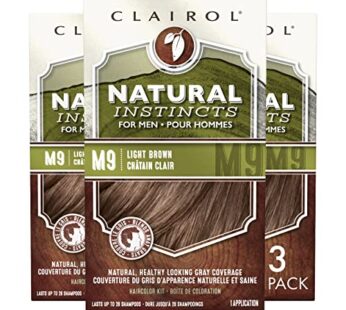 Clairol Natural Instincts Semi-Permanent Hair Dye for Men, M9 Light Brown Hair Color, Pack of 3