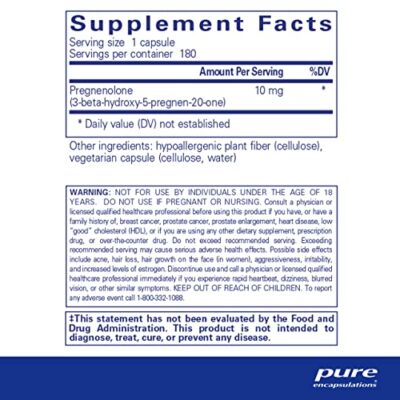 Pure Encapsulations Pregnenolone 10 mg - Support Memory & Hormone Balance* - Hormone Precursor - Gluten Free & Non-GMO - 180 Capsules - Image 2