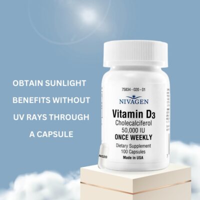 Nivagen Pharmaceuticals Inc Vitamin D3 50,000 IU Capsule (100) - Image 5