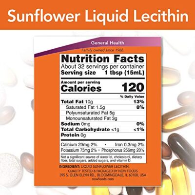 NOW Supplements, Sunflower Lecithin with naturally occurring Phosphatidyl Choline and Other Phosphatides, Liquid, 16-Ounce - Image 2