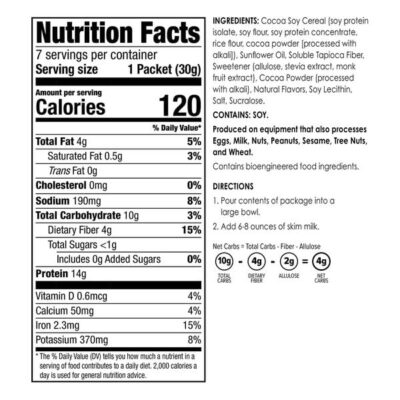 BariWise Protein Cereal, Cocoa, Low Sugar, Gluten Free, Keto Friendly & Low Carb (7ct) - Image 4