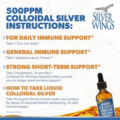 Natural Path Silver Wings Colloidal Silver - Extra Strength Liquid Immune Support Supplement - - 500ppm (2500mcg) - 2oz Dropper - Image 5