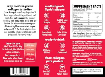 HEALTH DIRECT AminoSculpt Sugar-Free Collagen Supplement - High Potency Medical-Grade Protein for Hair, Skin, Nails & Joints, Grass-Fed, Non-GMO, Liquid Collagen - Tart Cherry - 30 Fl Oz - Image 4