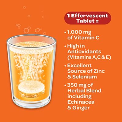 Airborne 1000mg Vitamin C with Zinc Effervescent Tablets, Immune Support Supplement with Powerful Antioxidants Vitamins A C & E - 10 Fizzy Drink Tablets, Zesty Orange Flavor - Image 3