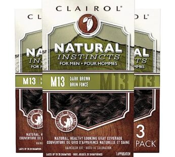 Clairol Natural Instincts Semi-Permanent Hair Dye for Men, M13 Dark Brown Hair Color, Pack of 3