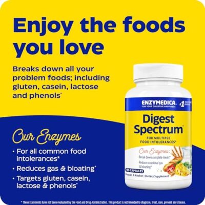 Enzymedica Digest Spectrum, Digestive Enzymes for Multiple Food Intolerances, Offers Fast-Acting Gas & Bloating Relief, 90 Capsules FFP - Image 4