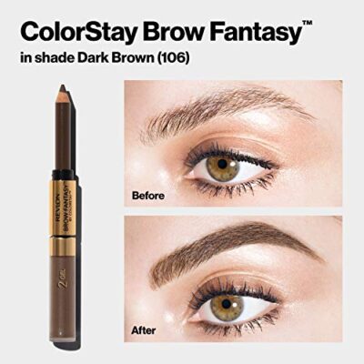 Revlon Eyebrow Gel & Pencil, ColorStay Brow Fantasy 2-in-1 Eye Makeup, Longwearing with Precision Tip, 105 Brunette, 0.04 Oz - Image 4