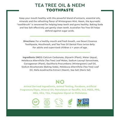 Desert Essence Natural Tea Tree Oil and Neem Toothpaste, 176g (6.25 OZ) - Image 5