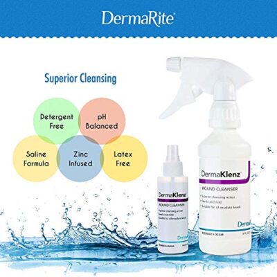 DermaRite's DermaKlenz Wound Cleanser - Rinse-Free Gentle and Mild Cleansing, Helps Clear Wound Debris - Spray Bottle, 8 oz., 1 Count - Image 3