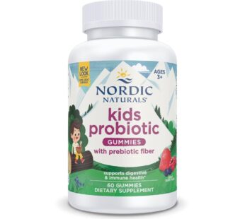 Nordic Naturals Kids Nordic Flora Probiotic Gummies, Merry Berry Punch – 60 Gummies – 1.5 Billion CFU & Prebiotic Fiber – Non-GMO, Vegan – 30 Servings