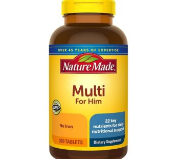 Nature Made Multivitamin For Him with No Iron, Mens Multivitamins for Daily Nutritional Support, Multivitamin for Men, 300 Tablets, 300 Day Supply