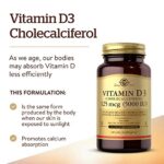 Solgar Vitamin D3 (Cholecalciferol) 125 mcg (5000 IU), 240 Vegetable Capsules - Helps Maintain Healthy Bones & Teeth - Immune System Support - Non-GMO, Gluten Free, Dairy Free, Kosher - 240 Servings - Image 3