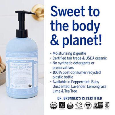 Dr. Bronner's Baby Unscented Gift Set - Pure-Castile Liquid and Bar Soaps, Organic Magic Balm, and 4-in-1 Organic Sugar Pump Soap - Image 3