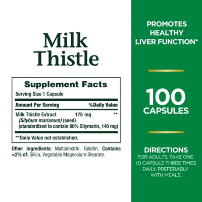 Nature's Bounty Milk Thistle, Herbal Health Supplement, Supports Liver Health, 175mg, 100 Softgels - Image 4
