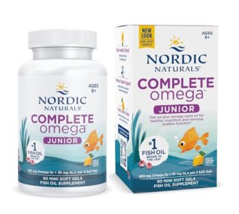 Nordic Naturals Complete Omega Jr., Lemon – 90 Mini Soft Gels – 283 mg Total Omega-3s & 35 mg GLA – Healthy Cognition, Nervous System Function – Non-GMO – 45 Servings