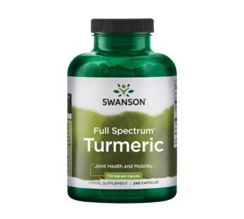 Swanson Turmeric Antioxidant, Joint Health, Cardiovascular, Liver Detox, Mood and Memory Support Supplement Curcuma Longa (Rhizome) 720 mg, 240 Capsules, 120 Servings, 1.44 Grams per Serving