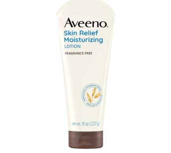 Aveeno Skin Relief 24-Hour Moisturizing Lotion for Sensitive Skin with Natural Shea Butter & Triple Oat Complex, Unscented Therapeutic Lotion for Extra Dry, Itchy Skin, 8 fl. oz