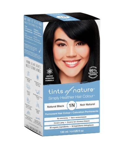 Tints of Nature 1N Natural Black Permanent Hair Dye, Nourishes Hair and Covers Greys, Ammonia-Free, 130ml - Image 2