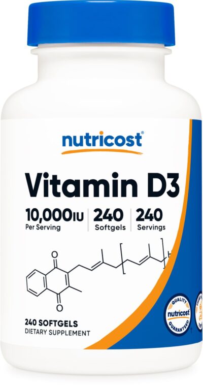 Nutricost Vitamin D3 10,000 IU, 240 Softgel Capsules - Potent, Non-GMO, Gluten Free Vitamin D