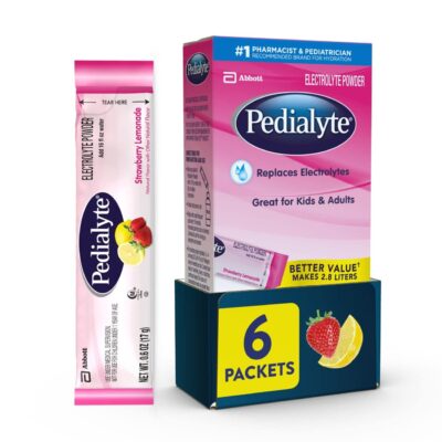 Pedialyte Electrolyte Powder Strawberry Lemonade, 6 Ct