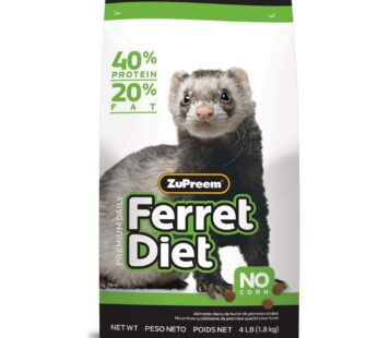 ZuPreem Premium Daily Ferret Food, 4 lb – Made in USA, Complete Nutrition Diet, Highly Digestible, No Corn