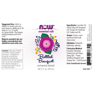 NOW Essential Oils, Bottled Bouquet Oil Blend, Floral Aromatherapy Scent, Blend of Pure Essential Oils, Vegan, Child Resistant Cap, 1-Ounce - Image 2