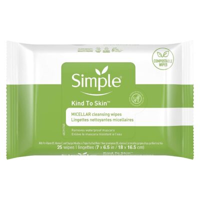 Simple Micellar Makeup Remover Wipes 25 Count (3 Pack)