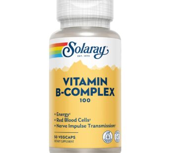 SOLARAY Vitamin B Complex 100 mg, Healthy Energy Supplement, Red Blood Cell Formation, Nerve & Immune Support, Super B Complex Vitamins with Folic Acid, Vitamin B6, B12, Biotin & More, Vegan, 50ct