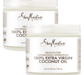 Shea Moisture Coconut Oil, 100% Extra Virgin Coconut Oil Skin Care, Pregnancy Moisturizer for Stretch Marks, Pure Coconut Oil Hair Care, Vitamin E, Coconut Oil Makeup Remover (Pack of 2-14.5 Oz Ea)