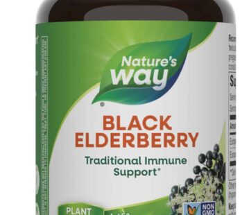 Nature’s Way Black Elderberry Supplement, Traditional Immune Support*, With Elderberry and Elderflower, Plant Powered, 100 Capsules (Packaging May Vary)