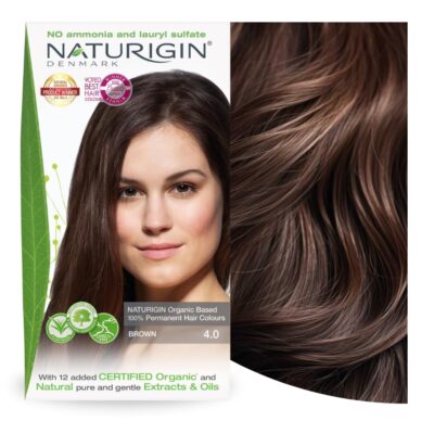 Naturigin Permanent Hair Dye, 4.0 Brown, Ammonia and Paraben Free, up to 100% Gray Hair Coverage, Long Lasting, Vegan, Cruelty Free
