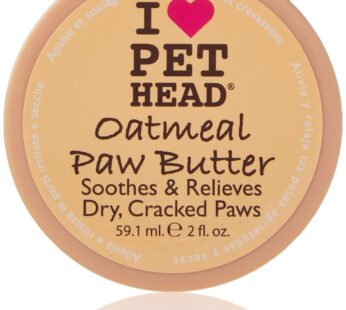 PET HEAD Oatmeal Paw Butter 2 fl. oz. Moisturizing Paw Balm, Soothes and Relieves Dry Cracked Paws and Noses, Lickable, Hypoallergenic with Natural Ingredients. Gentle Formula for Puppies. Made in USA