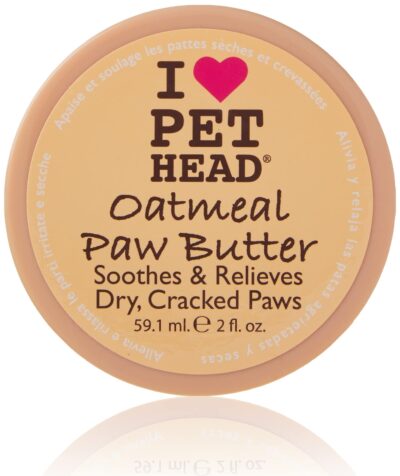 PET HEAD Oatmeal Paw Butter 2 fl. oz. Moisturizing Paw Balm, Soothes and Relieves Dry Cracked Paws and Noses, Lickable, Hypoallergenic with Natural Ingredients. Gentle Formula for Puppies. Made in USA