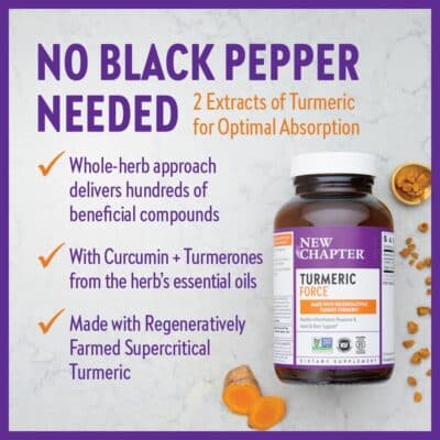 New Chapter Turmeric Supplement, One Daily, Heart, Brain & Healthy Inflammation Support, Supercritical Turmeric Curcumin Means No Black Pepper Needed, Non-GMO, Gluten Free ? 60 Count (2 Month Supply) - Image 4