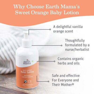 Earth Mama Sweet Orange Baby Lotion | Moisturizing Body Lotion for Dry Skin, Newborn Baby Lotion Sensitive Skin Care, Face Lotion for Babies & Kids with Shea Butter, Calendula & Aloe, 8 Fl Oz (2-Pack) - Image 2