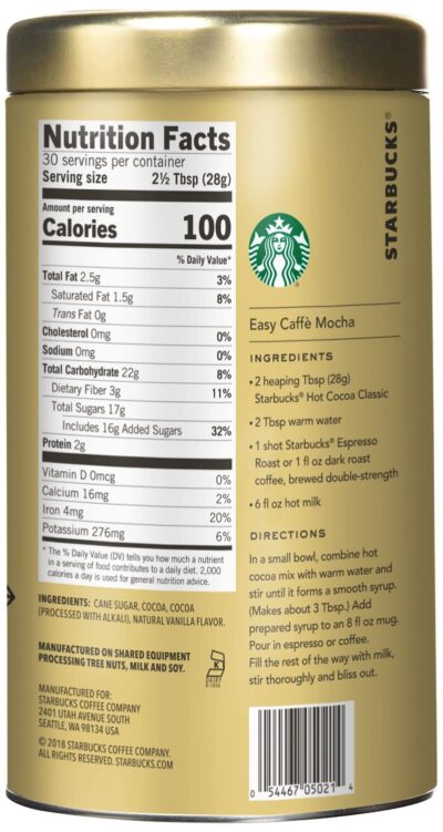 Starbucks Classic Hot Cocoa Mix 30 Ounce (1.87 lbs.) Tin (2 Pack) - Image 5