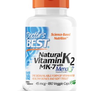 Doctor’s Best Natural Vitamin K2 Mk-7 Capsule , Supports Bone Health & Soft Tissue Elasticity, 180 Ct