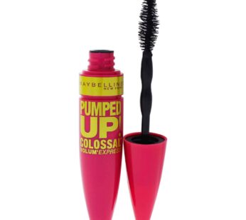 Maybelline Volum’ Express Pumped Up Colossal Mascara, Washable Formula Infused with Collagen for Up To 16x Lash Volume, Glam Black, 1 Count